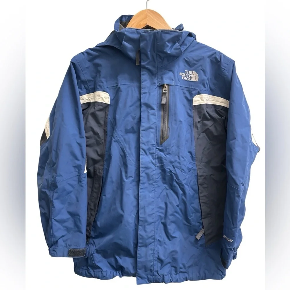 THE NORTH FACE Hyvent Hooded Shell Jacket Ski Gear Boys Size Large 12/14 Blue